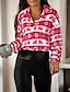baratos Christmas Sweater-Mulheres Moletom com zíper Animal Quarter Zip Diário Outras estampas Natal Moletons Moletons Vermelho