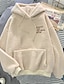 cheap Coats &amp; Trench Coats-Women&#039;s Graphic Text Letter Hoodie Teddy Coat Other Prints Daily Basic Hoodies Sweatshirts  Blue Fuchsia Beige