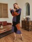 cheap Sweaters-Women&#039;s Pullover Color Block Knitted Acrylic Fibers Basic Long Sleeve Sweater Cardigans Fall Winter Crew Neck Navy Blue