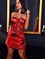 cheap Mini Dresses-Women&#039;s Wrap Dress Short Mini Dress Red Sleeveless Solid Color Mesh Fall Strapless Elegant 2021 S M L XL