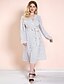 cheap Plus Size Dresses-Women&#039;s A Line Dress Knee Length Dress White Long Sleeve Polka Dot Print Summer V Neck Elegant Casual Lantern Sleeve 2021 XL XXL 3XL 4XL
