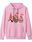 billige Sweaters &amp; Cardigans-Dame Grafisk Gnome Genser med hette for genser Lomme foran Andre trykk Julegaver Daglig Helg Jul Gensere Gensere Blå Rosa Vin