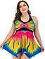 cheap Plus Size Swimwear-Women&#039;s Tankini Swimsuit Print Geometric Rainbow Swimwear Padded Bathing Suits Sexy