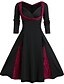 cheap Midi Dresses-Women&#039;s A Line Dress Knee Length Dress Purple Green Red Long Sleeve Color Block Lace Fall Spring V Neck Hot Elegant 2021 L XL XXL 3XL 4XL 5XL