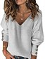 cheap Sweaters-Women&#039;s Basic Knitted Solid Color Plain Pullover Long Sleeve Sweater Cardigans V Neck Fall White Blue Gray