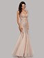 cheap Party Dresses-Mermaid / Trumpet Evening Gown Sparkle Dress Wedding Guest Party Wear Floor Length Sleeveless V Neck Sequined with Sequin 2024