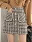 cheap Skirts-Women&#039;s Casual / Daily Basic Skirts Plaid Patchwork Black Khaki