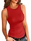 cheap Tops &amp; Blouses-Women&#039;s Tank Top Vest Blue Red Brown Plain Casual Sports Sleeveless Round Neck Basic Casual Regular S
