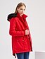 abordables Women&#039;s Coats &amp; Jackets-Mujer Acolchado Largo Abrigo Corte Ancho Chaquetas Un Color Verde Ejército Negro Rojo / Algodón