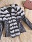 cheap Furs &amp; Leathers-Women&#039;s Striped Basic Fall &amp; Winter Faux Leather Jacket Regular Daily Long Sleeve Faux Fur Coat Tops White