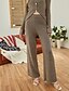 billige Pants-Dame Basale Bredt Bukseben kinesisk Fuld længde Bukser Daglig Ensfarvet Høj Talje Løstsiddende Brun S M L XL