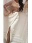 cheap Party Dresses-Women&#039;s Shift Dress Maxi long Dress White Long Sleeve Solid Color Split Mesh Patchwork Fall Round Neck Hot Sexy 2021 S M L XL XXL