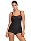 abordables Tankini-Mujer Tankini Traje de baño Bleu Ciel Azul Piscina Negro Rojo Bañadores Acolchado Con Tirantes Trajes de baño Sensual / Sujetador Acolchado