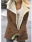 abordables Abrigos y Gabardinas de Mujer-Outwears para mujer talla grande solapa chaqueta forrada de lana manga larga bolsillo abotonado abrigos de invierno púrpura