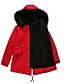 billige Women&#039;s Coats &amp; Jackets-Dame Anorak Lang Frakke Løstsiddende Jakker Ensfarvet militærgrøn Sort Rød