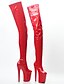 abordables Boots-Mujer Botas Botas Sexy Botas de tacón de aguja Botas de stripper Plataforma Tacón de Aguja Dedo redondo Botas altas con entrepierna Botas altas de muslo Sensual Fiesta y Noche PU Un Color Rojo Blanco