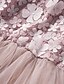 abordables Robes pour Filles-Robe Fille Enfants Petit Couleur Pleine Dentelle Rose Claire Polyester Mi-long Manches 3/4 Le style mignon Robes