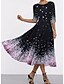 cheap Party Dresses-Women&#039;s Sheath Dress Maxi long Dress Black Red Dusty Blue Half Sleeve Print Patchwork Print Fall Round Neck Hot Elegant 2021 S M L XL