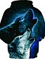 preiswerte Kapuzenpullover &amp; Sweatshirts für Mädchen-Kinder Baby Mädchen Kapuzenpullover Langarm Blau Wolf Geometrisch 3D Tier Bedruckt Aktiv Grundlegend