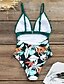 abordables Una pieza-Mujer Bikini Traje de baño Alta cintura Estampado Verde Trébol Bañadores Acolchado Escote en V Profunda Trajes de baño Sensual / Sujetador Acolchado