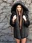 cheap Coats &amp; Trench Coats-Women&#039;s Solid Colored Basic Fall &amp; Winter Coat Long Daily Long Sleeve Faux Fur Coat Tops Black
