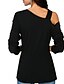 baratos Tops &amp; Blouses-Mulheres Blusa Camisa Social Sólido Manga Longa Assimétrico Básico Blusas Preto