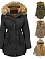 cheap Women&#039;s Coats &amp; Jackets-Women&#039;s Parka Fall Winter Street Casual Daily Long Coat Hooded Loose Jacket Solid Colored Army Green Khaki Black