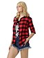 cheap Tops &amp; Blouses-Women&#039;s Blouse Shirt Plaid Check Long Sleeve Shirt Collar Basic Tops Black Red