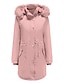 cheap Down&amp; Parkas-Women&#039;s Parka Long Coat Loose Jacket Solid Colored Blue Blushing Pink Black