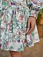 cheap Casual Dresses-Women&#039;s A Line Dress Short Mini Dress Green Long Sleeve Floral Ruffle Print Fall Winter Round Neck Casual Going out Lantern Sleeve 2021 S M L XL