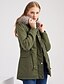 baratos Women&#039;s Coats &amp; Jackets-Mulheres Parka Longo Casaco Solto Casaco Cor Sólida Verde Tropa Preto Vermelho