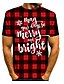billige Christmas Tees-herre t-skjorte 3d print grafikk 3d bokstav kortermede topper basic rund hals svart/rød