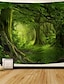 billige Wall Tapestries-mystisk skovtapet magisk natur grøn trævæg gobelin regnskov landskab gobelin væghængende boheme psykedelisk gobelin til soveværelse stue sovesal