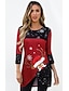 cheap Christmas Tops-Women&#039;s T shirt Tee Wine Graphic Prints Patchwork Print Long Sleeve Daily Basic Christmas Round Neck Long Form Fit
