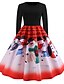 cheap Christmas Dresses-Women&#039;s A Line Dress Maxi long Dress Black Red Green Long Sleeve Print Print Fall Round Neck Elegant Christmas 2021 S M L XL XXL