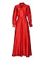 cheap Elegant Dresses-Women&#039;s Sheath Dress Maxi long Dress Yellow Black Red Long Sleeve Ruched Bow Summer Round Neck Hot Casual Slim 2021 S M L XL
