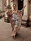 cheap Plus Size Dresses-Women&#039;s Sheath Dress Maxi long Dress Brown Long Sleeve Striped Leopard Print Fall Elegant 2021 One-Size