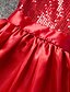 baratos Vestidos para Meninas-Infantil Pouco Para Meninas Vestido Sólido Pregueado Renda Vermelho Altura dos Joelhos Sem Manga Estilo bonito Vestidos Natal