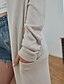 billige Cardigans-Dame Cardigan Bluse Helfarve Lomme Basale Afslappet Langærmet Løstsiddende Sweater Cardigans Efterår Vinter Åben Front Beige