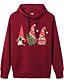 billige Sweaters &amp; Cardigans-Dame Grafisk Gnome Genser med hette for genser Lomme foran Andre trykk Julegaver Daglig Helg Jul Gensere Gensere Blå Rosa Vin