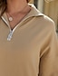 abordables Robes moulantes-Femme Pullover Couleur unie basique Fermeture à glissière Manches Longues Pull Cardigans Automne Hiver Mao Kaki