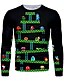 cheap Christmas Tees-Men&#039;s T shirt 3D Print Graphic 3D Long Sleeve  Tops Basic Round Neck Green / Black