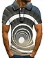 cheap Polos-Men&#039;s Golf Shirt Tennis Shirt Collar Classic Collar Graphic Optical Illusion Gray 3D Print Short Sleeve Print Daily Weekend Tops Basic