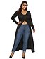 abordables Tops de talla grande-Mujer Tallas Grandes Vestido camiseta Un Color Manga Larga Escote en Pico Tops Negro