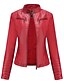 abordables Chaquetas para Mujer-Mujer Chaqueta de cuero sintético Básico Diario San Valentín Corto Abrigo Negro Color Camello Rojo Escote Chino Cremallera Ajuste regular S M L XL XXL 3XL / Remache