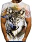 cheap Tank Tops-Men&#039;s Unisex Daily 3D Print T shirt Shirt Plus Size Graphic Wolf Animal Short Sleeve Print Tops Basic Chic &amp; Modern Designer Exaggerated Round Neck Blue Gray White