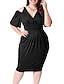 cheap Plus Size Dresses-Women&#039;s Plus Size Solid Color A Line Dress Ruched V Neck Half Sleeve Elegant Casual Prom Dress Spring Summer Daily Evening Party Knee Length Dress Dress