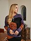 cheap Sweaters-Women&#039;s Pullover Color Block Knitted Acrylic Fibers Basic Long Sleeve Sweater Cardigans Fall Winter Crew Neck Navy Blue