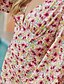 abordables Vestidos casuales-Mujer Vestido de Vaina Mini vestido corto Rosa Manga Larga Floral Volante Estampado Otoño Invierno Escote en Pico Casual Noche Manga de la linterna 2021 S M L XL / Gasa