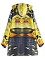 cheap Down&amp; Parkas-Women&#039;s Parka Regular Coat Loose Jacket Floral Blue Yellow